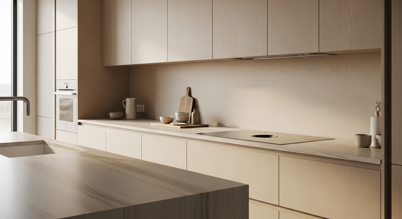 Välitilan laatta asennettuna moderniin keittiöön