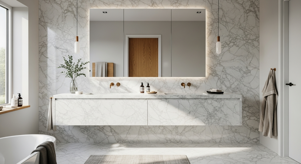 Marmori ruokapöytä kaunis luonnonkuviointi