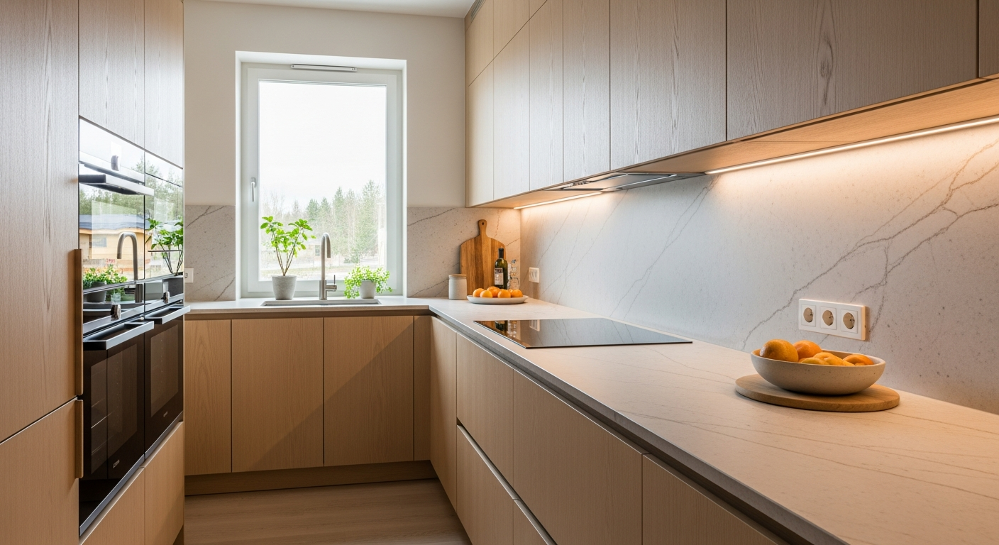 Erilaisia keittiösaareke materiaaleja vertailussa