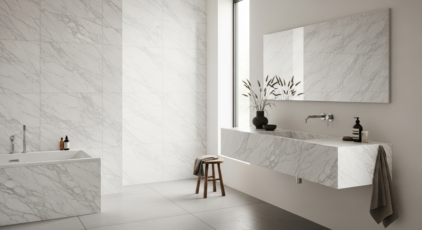 Carrara marmori keittiötaso valkoiset suonet klassinen eleganssi